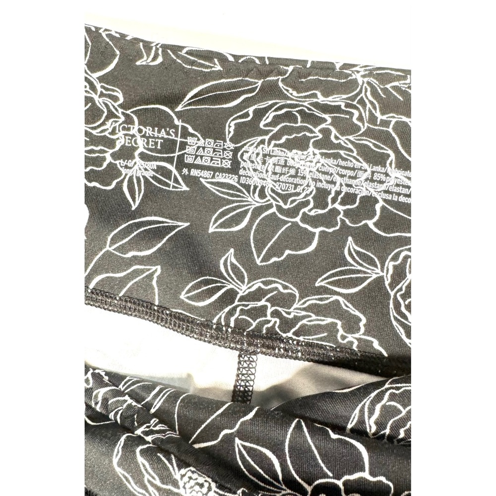 Victorias Secret Sport Essential Leggings Black White Floral Size Large Long NWT - Picture 12 of 14